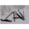 Image 3 : Glassware (Ice Pot, Sherry Glasses, Pitcher, Sugar Dish), Tongs, Spatula, Bells, Cork Screws & Nutcr