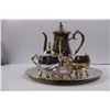 Image 3 : Elegance Silver Plated on Brass Tea Set & Community Royal Grandeur Silver Plated Flatware Set (NIB)