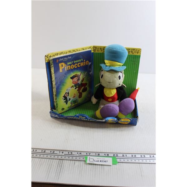 Disney's Story Tellers Jiminy Cricket Stuffed Animal and Pinocchio Book - NIB