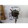 Image 2 : Vintage Wicker Spice Rack - Vintage Kettle on Stand - Carved Dish