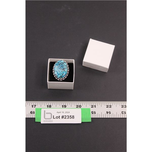 Sterling Silver Turquoise Ring - Size 9