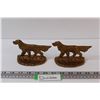 Image 1 : (2) Cast Iron Gold painted Irish Setter small book ends