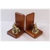 Image 2 : (2) Pair Wood and Bronze Irish Setter Book ends