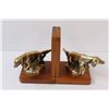 Image 3 : (2) Pair Wood and Bronze Irish Setter Book ends