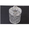 Image 4 : (2) Vintage Pinwheel cut Lead Crystal glass: Banana Boat - 10" Long; Humidor Cannister - 8"Tall