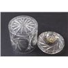 Image 5 : (2) Vintage Pinwheel cut Lead Crystal glass: Banana Boat - 10" Long; Humidor Cannister - 8"Tall