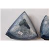 Image 2 : (2) Blue Crystal Agate cut & polished Bookends - from Brazil