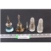 Image 1 : (5) Lot of Wine Bottle stoppers; Glass Salt and Pepper shakers; Metal Bell made in England