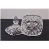 Image 4 : (3) Square Covered Glass Candy Dish; 2 - Glass Salt Shakers