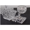 Image 2 : (3) Cut Glass Pinwheel Pattern: Covered Butter dish; Open Rose Bowl; Covered Jam Server