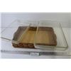 Image 1 : (2) Pyrex Baking Dishes - Woven Basket Tray w/Leather Handles