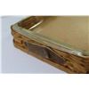 Image 4 : (2) Pyrex Baking Dishes - Woven Basket Tray w/Leather Handles