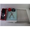 Image 1 : Roll Up Dish Drying Rack, Cutting Board, Mandolin Red Vegetable Slicer and Poultry Shears