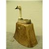 Image 1 : 9" tall bone and baleen Canadian goose sitting on bone nest carved by Aningayou from Savoonga, AK # 