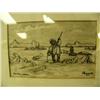 Image 2 : Original George Ahgupuk drawing 3.75"x5.75" on caribou skin hunter waiting for seal on ice (2)