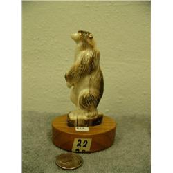 Fossilized ivory carved grizzly bear by Steve Byazroy 4" tall # BT5(25)