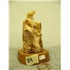 Image 1 : 3.5" tall fossilized ivory carving of eagle family father with fish, mother feeding 2 babies mounted