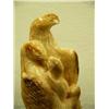 Image 2 : 3.5" tall fossilized ivory carving of eagle family father with fish, mother feeding 2 babies mounted