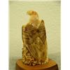 Image 4 : 3.5" tall fossilized ivory carving of eagle family father with fish, mother feeding 2 babies mounted