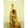 Image 5 : 3.5" tall fossilized ivory carving of eagle family father with fish, mother feeding 2 babies mounted