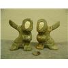 Image 1 : Lot of two 4" soapstone dancers by Eric Tepon III with ivory faces (2)