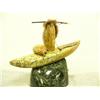 Image 5 : 12" soapstone hunter in a kayak mounted on Alaskan jade base # 529F (2)