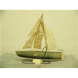 12" white baleen sail boat with bone mast and white baleen sails - extremely rare only one ever sold
