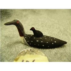White ivory 2.5" red throated loon with baby on back by Charlie Kokuluk (2)