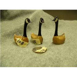 Lot of 3 whale bone and ivory Canadian geese 2" tall Aningayou (2)