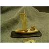Image 1 : 2.5" ivory one masted sailing boat with Eskimo hunter by Thomas Pushruk (deceased) in 2004 when he w