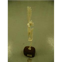 Lot of 2 White ivory eagles 10" tall on whale bone base by Craig Niksik great quality fossilized ivo