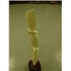 Image 6 : Lot of 2 White ivory eagles 10" tall on whale bone base by Craig Niksik great quality fossilized ivo