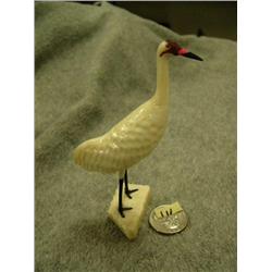 4.5" white ivory whooping crane by Charlie Kokuluk carved from single piece of ivory (2)