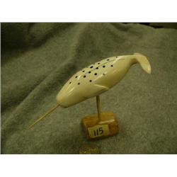 6" beluga whale with inlayed ivory spot's by Daniel Silook (deceased) Gambell, AK (2)
