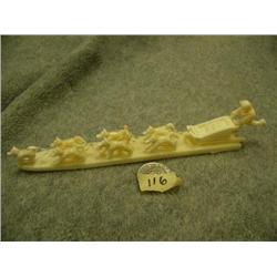7.5" white walrus ivory dog team by Don Savage #593F (2)