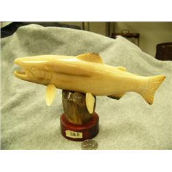 Outstanding 8" king salmon carved from fossilized ivory by Michael Scott (2)