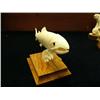 Image 2 : Fossilized ivory king salmon 6" long Steve Byazroy, inset eyes mounted on wood base # BT9 (25)