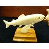Image 3 : Fossilized ivory king salmon 6" long Steve Byazroy, inset eyes mounted on wood base # BT9 (25)