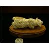 Image 3 : Carving by Steve Byazroy 4" fossilized ivory bobcat  mounted on wood base #BT4 (25)