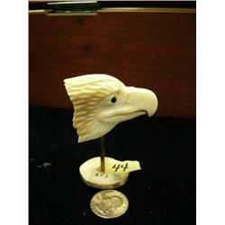 2" fossilized ivory eagle head carved by George Olson 1991 (25)