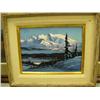 Image 1 : Original oil painting by Gary Peterson 1990 on artist board 12"x16" of a mountain - nicely framed (1