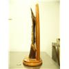 Image 3 : 15" mammoth, ivory, bark carving of Eskimo fisherman with fish mounted on wood base # BT11 (25)