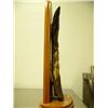 Image 4 : 15" mammoth, ivory, bark carving of Eskimo fisherman with fish mounted on wood base # BT11 (25)