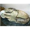 Image 3 : 11" soapstone walrus on side mounted on 13" Alaskan jade base (2)
