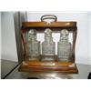Image 1 : Set of 3 Scotch whiskey decanters in cut glass and oak caddy (2)