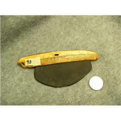 Ancient St. Lawrence Island Ulu slate and ivory handled 5.5"  possibly 500 years old (2)