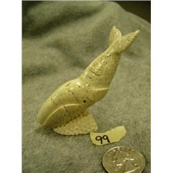 3" walrus jaw bone whale carved by Craig Niksik #578F (2)