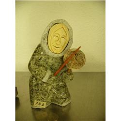 CHOICE on 2 Soapstone carvings drummer 8.5" tall 560F (2)