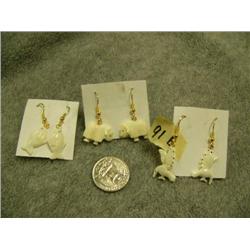 CHOICE on 2 pairs of ivory earrings by Robert Kokuluk: halibut, musk ox and birds (2)