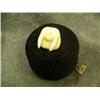 Image 2 : Lilly Hank baleen basket with ivory walrus head finial- 4" tall, approx. 4-3/4" diameter at base